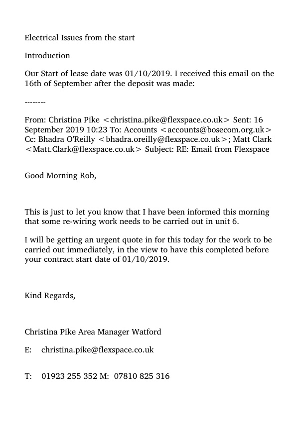 Preview: Electrical issues email chain