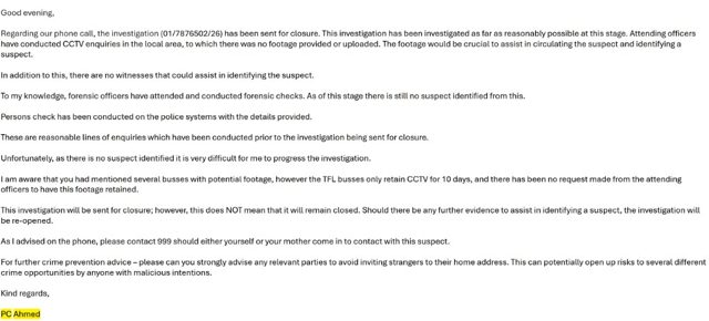 Preview: Police — gold theft ref 01/7876502/26 (PC Ahmed, 26 Aug 2026 19:16)