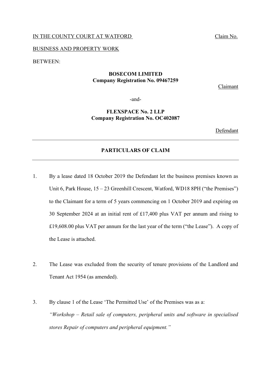 Preview: Simon Sinnatt — Particulars of Claim (Word original)
